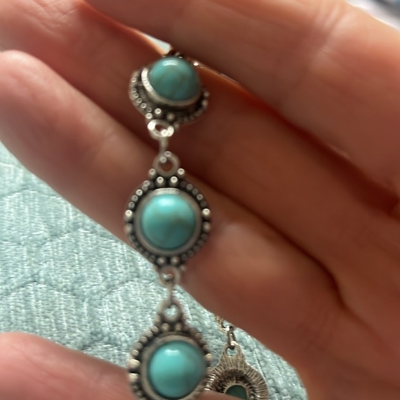 Bohemian  Silver and Turquoise Casual Anklet - Picture 3 of 4